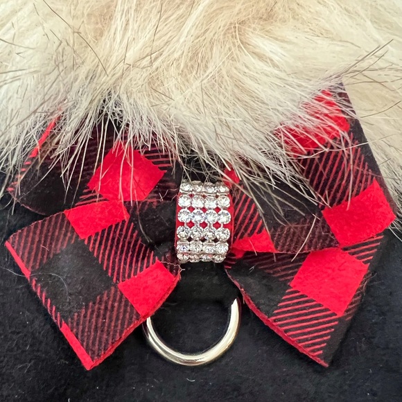 Susan Lanci Faux Fur Lining with Red Nouveau Bow (S) - Picture 2 of 6